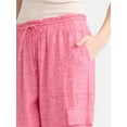 thumbnail image 3 of Time and Tru Women’s and Women’s Plus Linen Blend Cropped Cargo Pants, 27" Inseam, Sizes XS-3XL, 3 of 4