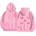 thumbnail image 2 of Fznquz Trendy Plus Size Tops for Women Fashion Pink Breast Cancer Hoodies 2025 Drawstring Graphic Womens Tshirt, 2 of 5