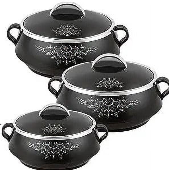 Cello Matiz 3 Pcs Insulated Hotpot Casserole 3 Piece Set, Black