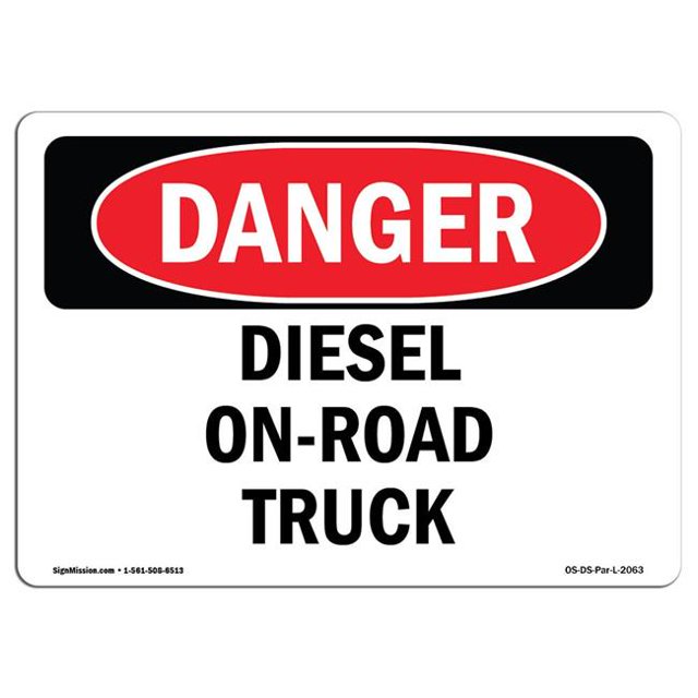 SignMission OS-DS-A-1218-L-2063 12 x 18 Po Panneau de Danger OSHA - Camion Routier Diesel