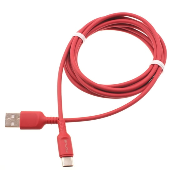 Red 6ft USB-C Cable for OnePlus Nord N200 5G Phone - Charger Cord Power Wire Type-C Fast Charge Sync L8W