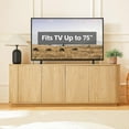 thumbnail image 3 of UZUGUL 4-Door Fluted TV Stand, Wood Color, Handle-less, Wave Groove, Adjustable Shelf, Modern, 3 of 9