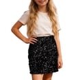 thumbnail image 3 of Fozruso Girls Sequin Mini Skirt, Casual Stretch Skirt for Kids Party and School Daily(Black), 3 of 6