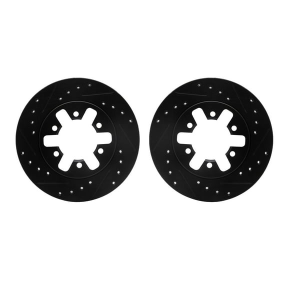 Dynamic Friction Company Front Brake Rotors-Drilled and Slotted-Black 8002-67038