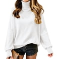 thumbnail image 5 of Sewkxo Sweaters for Women Cozy Turtleneck Mock Tops Fall Winter Plus Size Soft Casual Warm Pullover Sweater,White 2XL, 5 of 5