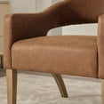 thumbnail image 4 of Hassch Faux Leather Upholstered Barrel Chair with Round Cutout Back and Solid Wood Frame, Modern Accent Chair for Living Space & Dining Room (Brown), 4 of 8