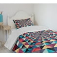 thumbnail image 4 of Ambesonne Modern Quilted Bedspread Set 2 Pcs, Visual Patchwork Retro, Twin Size, Multicolor, 4 of 6