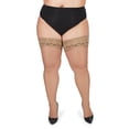 thumbnail image 5 of MeMoi Women's Plus Size Curvy 20-Denier Silky-Sheer Lace-Top Thigh-High Stocking - Womens - Female, 1X-2X, White, 5 of 8