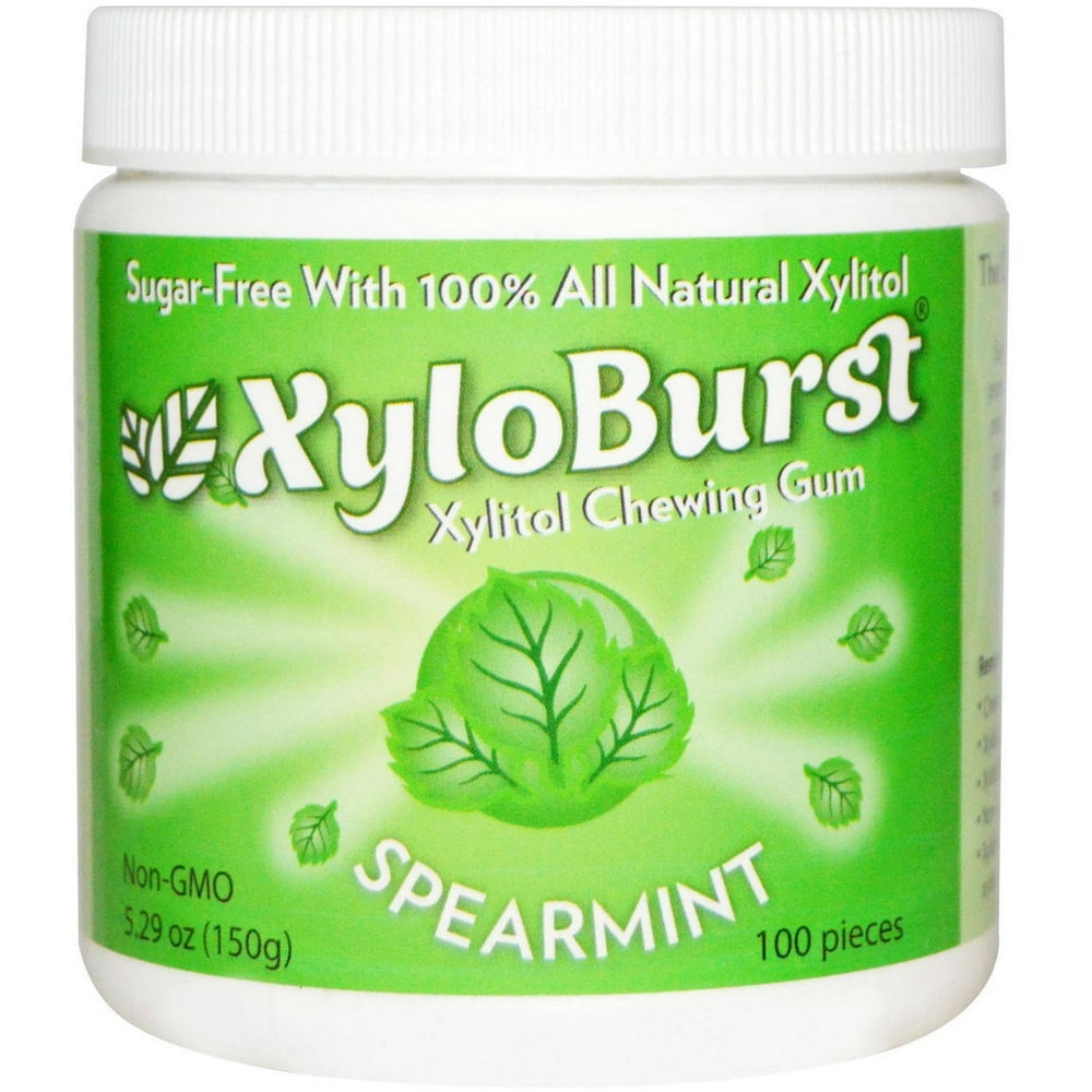 XyloBurst Spearmint Xylitol Chewing Gum, 100 count, 2.59 oz, (Pack of 3