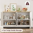 thumbnail image 5 of 40" Boho Storage Cabinet with Woven Rattan Doors - Adjustable Shelf TV Stand, Coffee Bar & Entryway Organizer, White, 5 of 7
