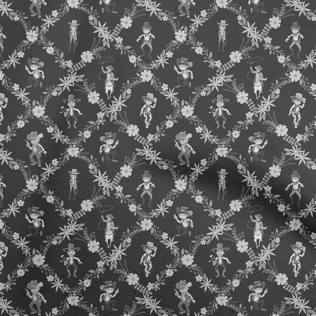 oneOone Velvet Gray Fabric Cowboy Sewing Material Print Fabric By The Yard 58 Inch Wide-aB