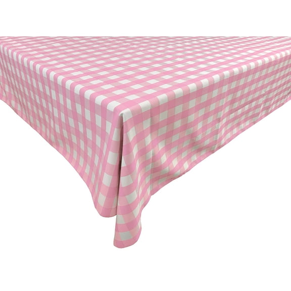 Polyester Poplin Gaberdine Durable Tablecloth Gingham Checkered Plaid Pink