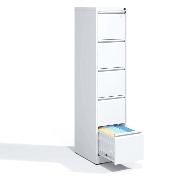 White 5-Drawer File Cabinet with Multiple Storage/Office Storage Solution
