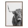 thumbnail image 2 of Kate and Laurel Sylvie B&W Highland Cow No. 1 Framed Canvas Wall Art by Amy Peterson Art Studio, 23x33 Gold, Black and White Animal Portrait Art, 2 of 6