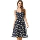 thumbnail image 2 of Vestido de verano ajustado y acampanado de flores con tirantes de espagueti y cuello en V para mujeres INSPIRE CHIC, azul, XS, 2 of 8