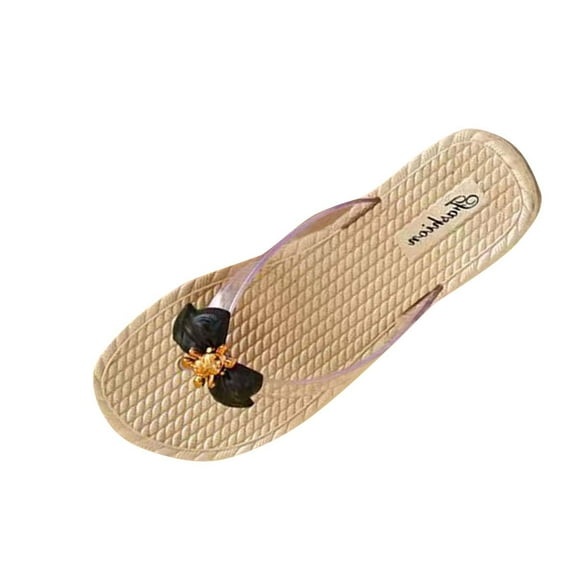 Xfvqtps Flip Flops for Womens Thick Sole Bowknot Casual Beach Summer Sandals Black