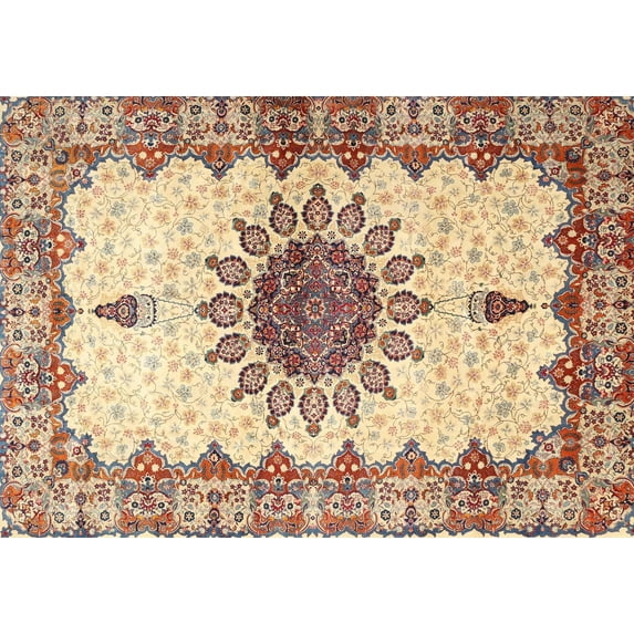 Ahgly Company Machine Washable Indoor Rectangle Traditional Sienna Brown Area Rugs, 8' x 12'