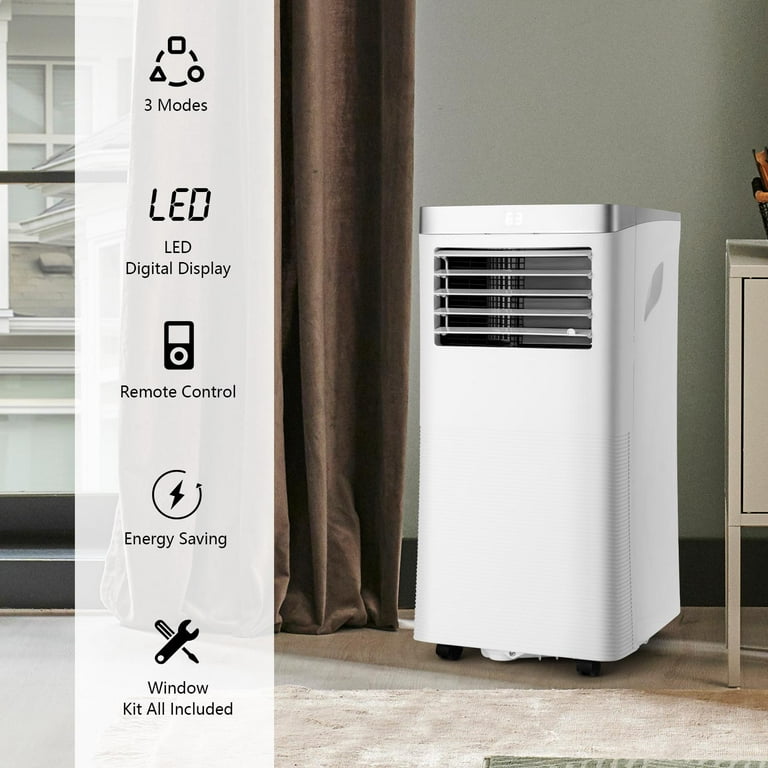 COSTWAY 10000 BTU Portable Air Conditioner, 3-in-1 AC Unit with  Dehumidifier & Smart Sleep Mode, 24H Timer & Remote Control, Cools Rooms up  to 350