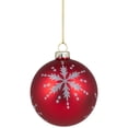 thumbnail image 6 of Northlight Glittered Snowflakes Matte Finish Glass Ball Christmas Ornaments - 3" (75mm) - Red - 4ct, 6 of 9