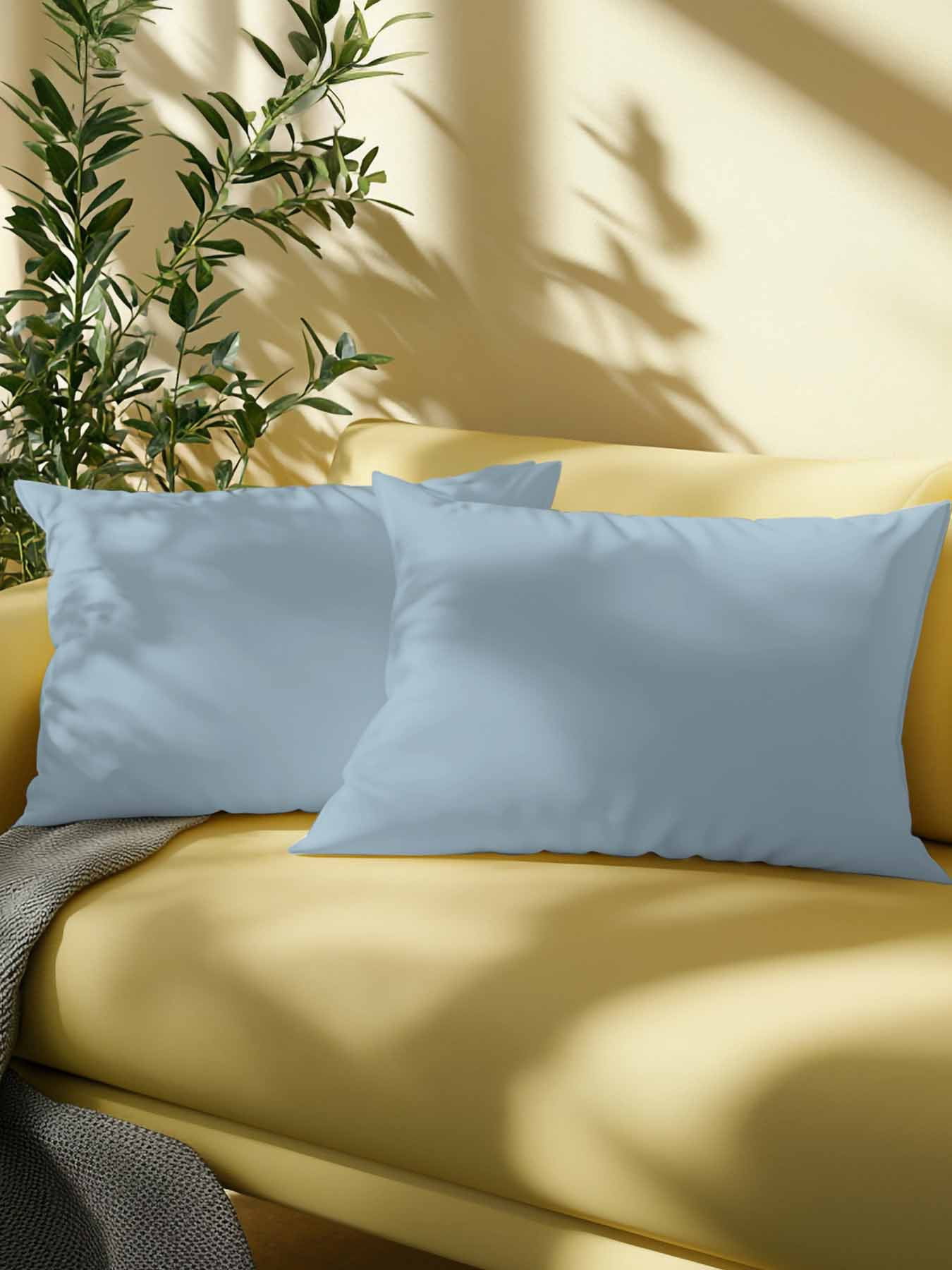 Waterproof Outdoor Throw Pillows with Inserts 12"x20" Set of 2, Sky Blue Soft Decorative Pillowcases for Couch Bedroom, Modern Pure Winter Sky Blue Pillow Covers for Sofa Living Room