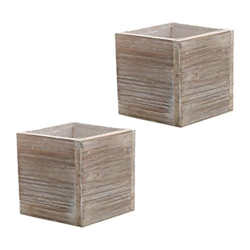 Wood Planter Box Rustic Whitewash 6 Inch Wedding Decor And Floral Arrangements Country House Charm Plastic Liners Wooden Square Natural Style Beige Set Of 2 Walmart Com Walmart Com