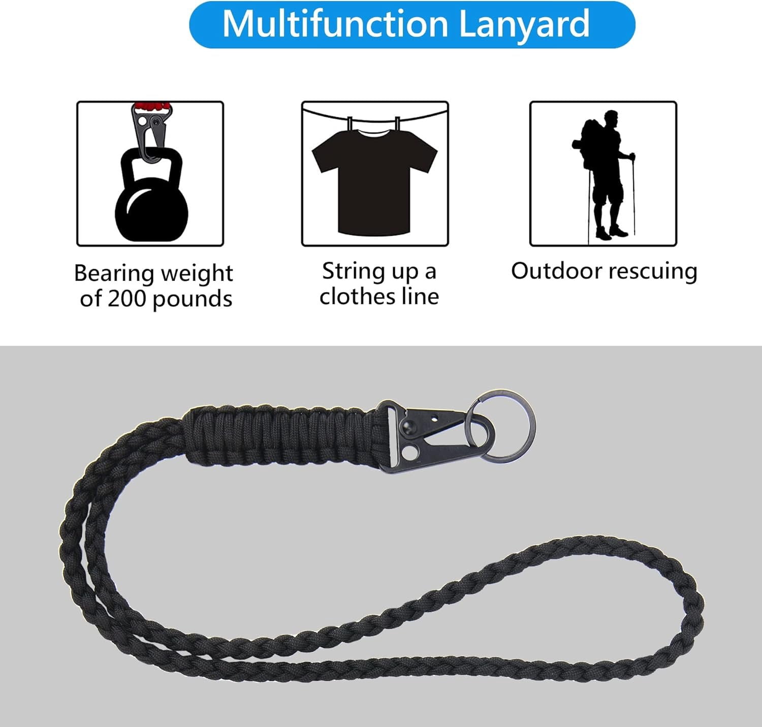 Heavy Duty Paracord Lanyard , Paracord Necklace Cell Phone  Whistles Wrist Braided Strap