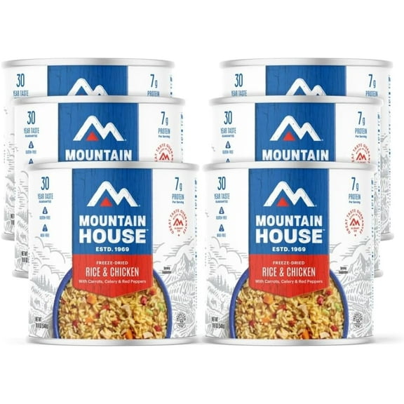 Mountain House Rice & Chicken #10 Can – 6-Pack | Freeze-Dried Survival & Emergency Food | Gluten-Free Camping & Backpacking Meal | 30-Year Shelf Life | Made in USA