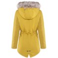 thumbnail image 2 of BodiLover, Women's, Winter Short Coat High Collar Jacket with Removable Faux Fur Hood Zipper Snap Buttons, Wine, M, 2 of 2