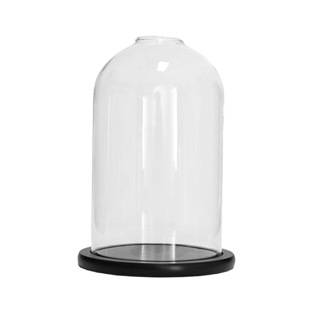 Tapa de vidrio con orificio y base de madera para ahumador de cocina molecular B