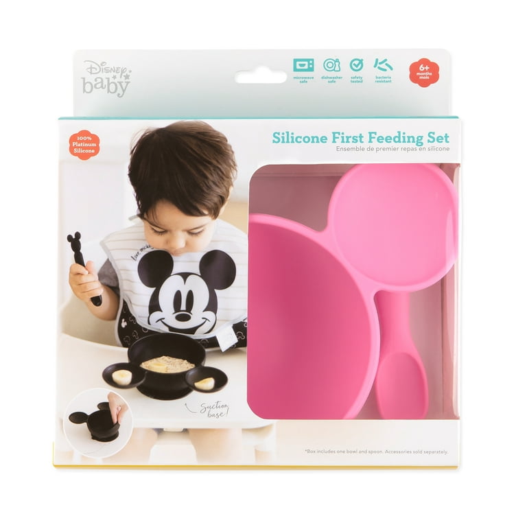 Bumkins Baby Bowl, Silicone Feeding Set with Suction for Baby and Toddler,  Includes 4 Spoons and
