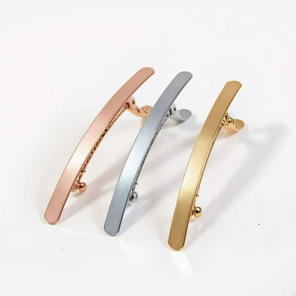 3-Pack Slim Metal Hair Clips - Smooth Surface Snap Barrettes for Straight Hair, French Style Decorative Accessories for Women (Gold, Silver, Rose Gold)