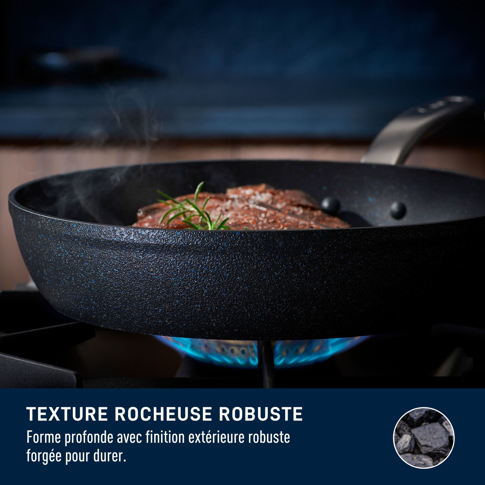 T-fal Stone Shield 10-piece Cookware set with DefenseShield™ Technology, 6-multilayer construction, robust stone texture, dishwasher and oven-safe