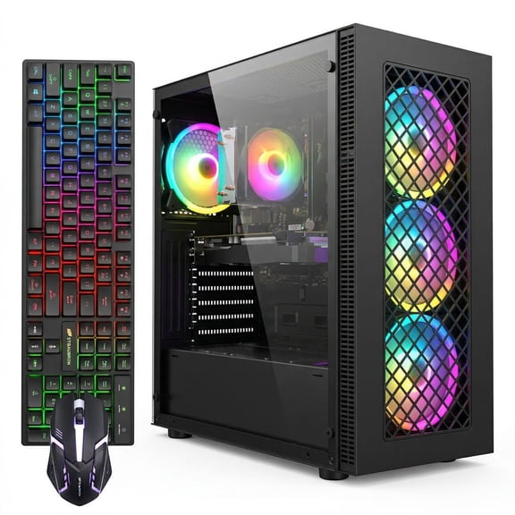 STGAubron Gaming Desktop PC, Intel Core i7 up to 3.9Ghz, RTX 2060 6G Graphics, 16G Ram, 512G Ssd, Wifi 6, BT 5.2, RGB Fan x4, Win11 Home