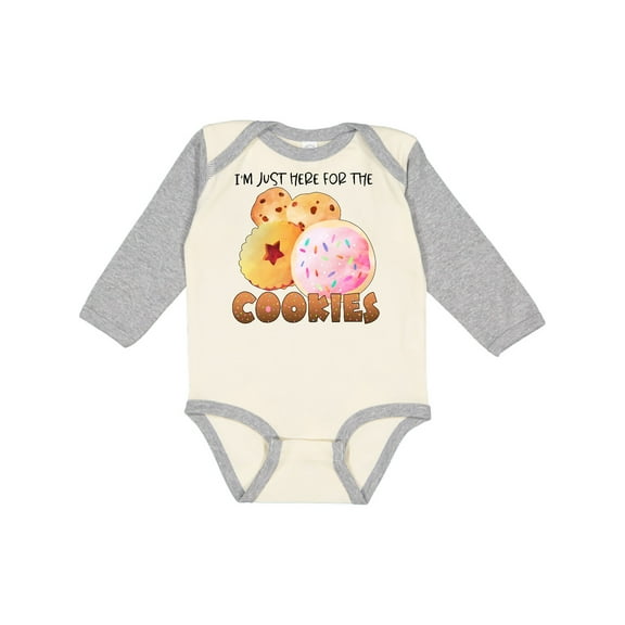 Inktastic I'm Just Here for the Cookies Boys or Girls Long Sleeve Baby Bodysuit