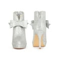 thumbnail image 2 of BLISSFUL STEP Women's Ankle Boots Platform Stiletto Heel Glitter Bow Decor Booties Silver 6, 2 of 7