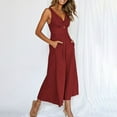 thumbnail image 4 of Baqcunre Jumpsuits for Women Ladies Casual Jumpsuit Onesie Spaghetti Strap Loose Jumpsuit Overalls Pockets Summer Fashion Harem Jumpsuits for Women Dressy One Piece Jumpsuits for Women, 4 of 4