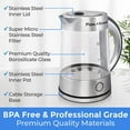 thumbnail image 2 of Pohl Schmitt 1.7L Electric Kettle with Upgraded Stainless Steel Filter, Inner Lid & Bottom, Glass Water Boiler & Tea Heater with LED, Cordless, Auto Shut-Off - Boil-Dry, 2 of 7