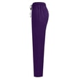 thumbnail image 4 of Women's Quick-Dry Scrub Work Uniform Set with V-Neck Short Sleeve Top & Pants, Pocketed Medical Nurse Outfit for Healthcare Professionals (Solid Color),Purple 2XL, 4 of 5