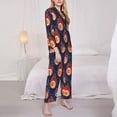 thumbnail image 3 of Honeii American Football and Fire Flames print Women's Pajama Sets Long Sleeve Button Down Sleepwear Nightwear Soft Pjs Lounge Sets-Small, 3 of 7