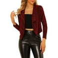 thumbnail image 1 of INSPIRE CHIC Women's Sparkle Long Sleeve Draped Collar Cropped Cardigan S Red, 1 of 7
