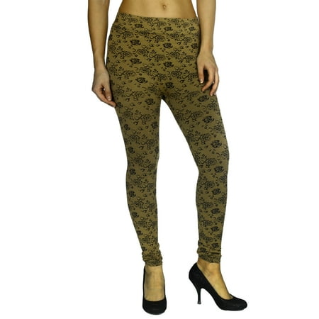 Criss Cross Pattern - Floral Seamless Criss Cross Pattern Leggings, Gold
