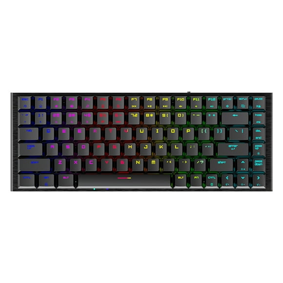 Magic-Refiner MK27 84 Keys Three-mode Mechanical Keyboard RGB Keyboard Support 2.4G/BT/USB Wired Connection Blue Switches Black