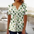 thumbnail image 2 of ShiShine St Patricks Day Shirt Women Short Sleeve Tops Casual Button V Neck Cute Printed Tunic Blouses Outfits, 2 of 5
