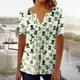 thumbnail image 1 of TaTaai Women's St. Patrick's Pullover Top, Soft Breathable Cotton, Loose Fit, Short Sleeve V-Neck, Ruching Button, Printed, Casual Holiday Daily Spring Summer Outings Multi-Color Gift, 1 of 5