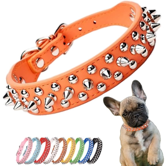 1 Pcs Spiked Dog Collar Soft Pu Leather Mushrooms Rivet Spike Studded Puppy Adjustable Cat Collars