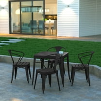 Emma Oliver Modern 5 Piece Weather and Rust Resistant Black Steel and Polyresin Patio Set with Table & 4 Chairs Indoor and Outdoor Use