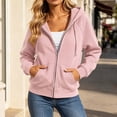 thumbnail image 6 of Ghalytn Women's Oversized Full Zip Drawstring Hooded Fleece Jacket, Rib Cuff Relaxed Waist Hem Pullover with Pocket, 6 of 8