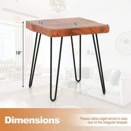 Costway 1 PC Square End Table Accent Side Table Reclaimed Indonesia Teak Wood Plant Stand Patio Rustic - Brown