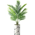 thumbnail image 4 of Artificial Tree in Geometric Pattern Planter, Fake Areca Tropical Palm Silk Tree for Indoor and Outdoor Home Decoration - 57" Overall Tall (Plant Pot Plus Tree), 4 of 5