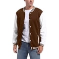thumbnail image 1 of Chaqueta de béisbol Varsity DHSPKN para hombre, marrón, algodón, XXS, 1 of 7